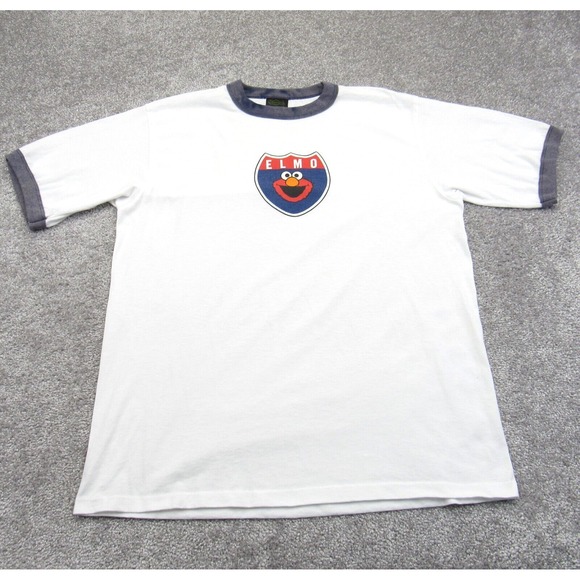 Changes Men's XL T-Shirt White Cotton Elmo Print Short‎ Sleeve Crew Neck Graphic - Picture 1 of 10